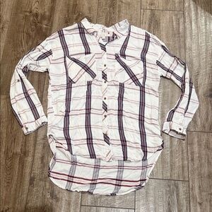 Nordstrom Love, Fire Flannel Plaid Button-down Shirt Maroon/White/NavySz XL